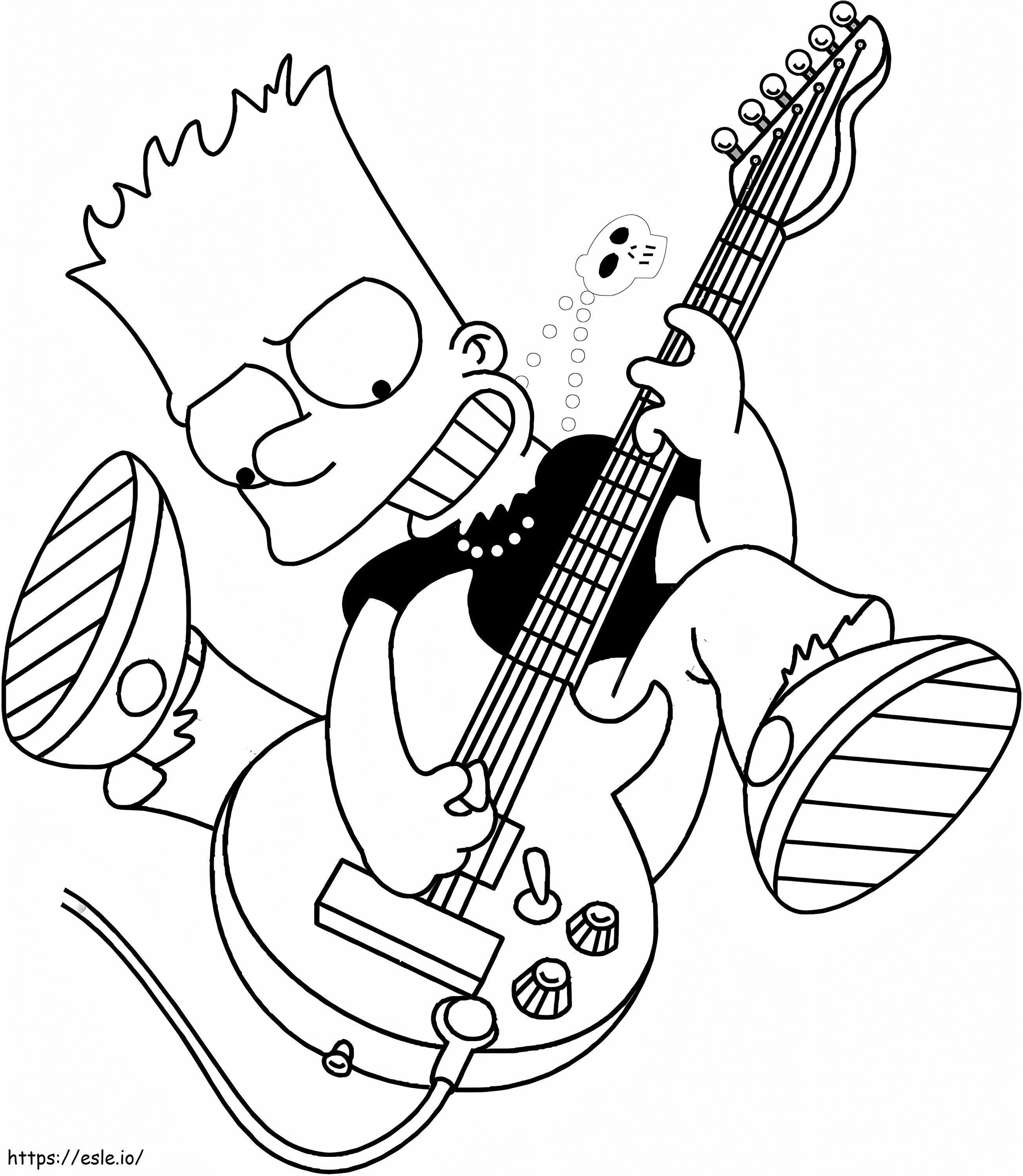 Bart Simpson soittaa kitaraa värityskuva
