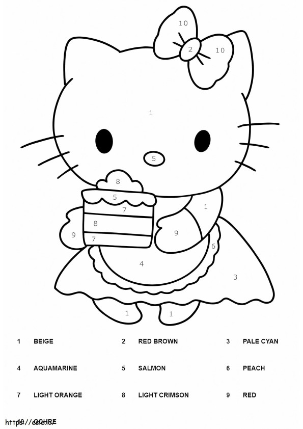 Pretty Hello Kitty Cor por número para colorir