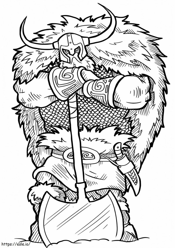 Viking cu topor de colorat