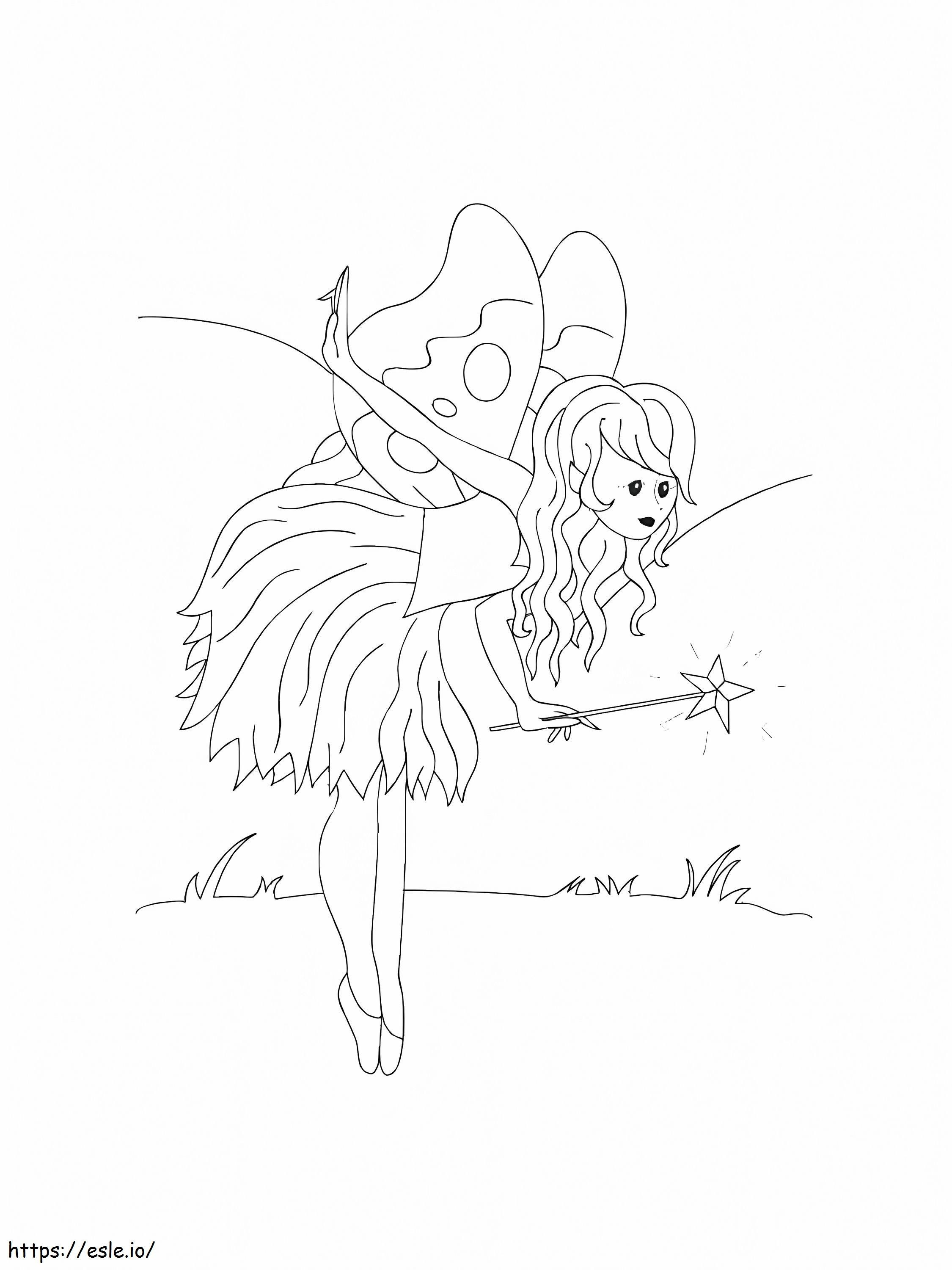 Basic Fairy With Magic Wand coloring page