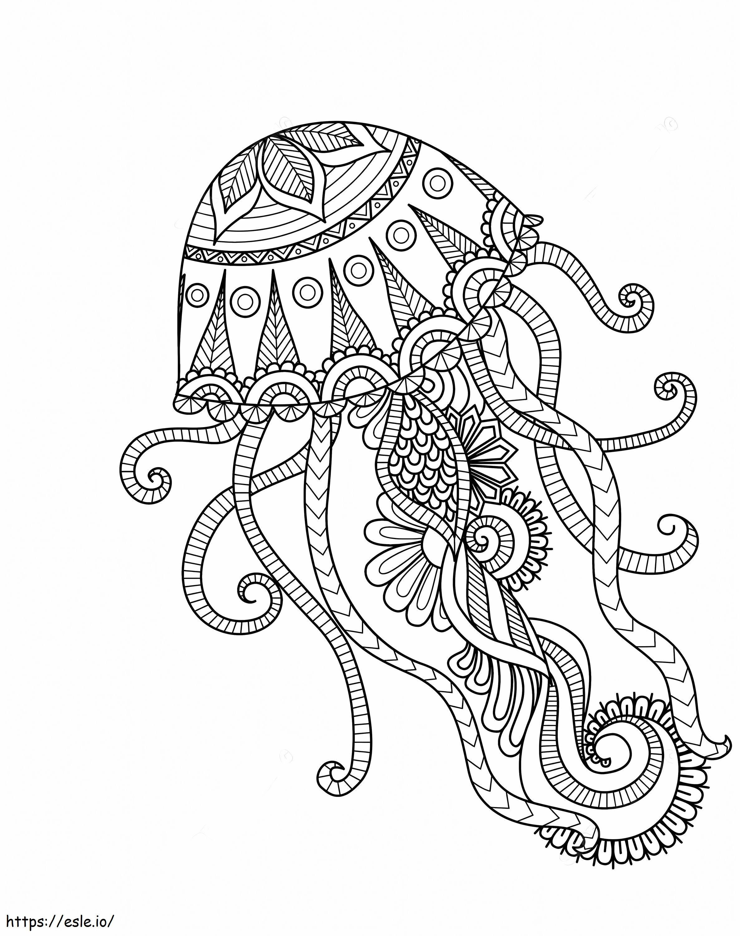 Jellyfish Mandala A4 coloring page
