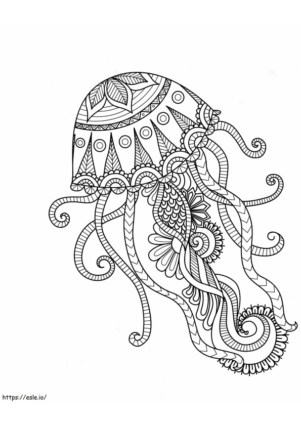 Jellyfish Mandala A4 coloring page