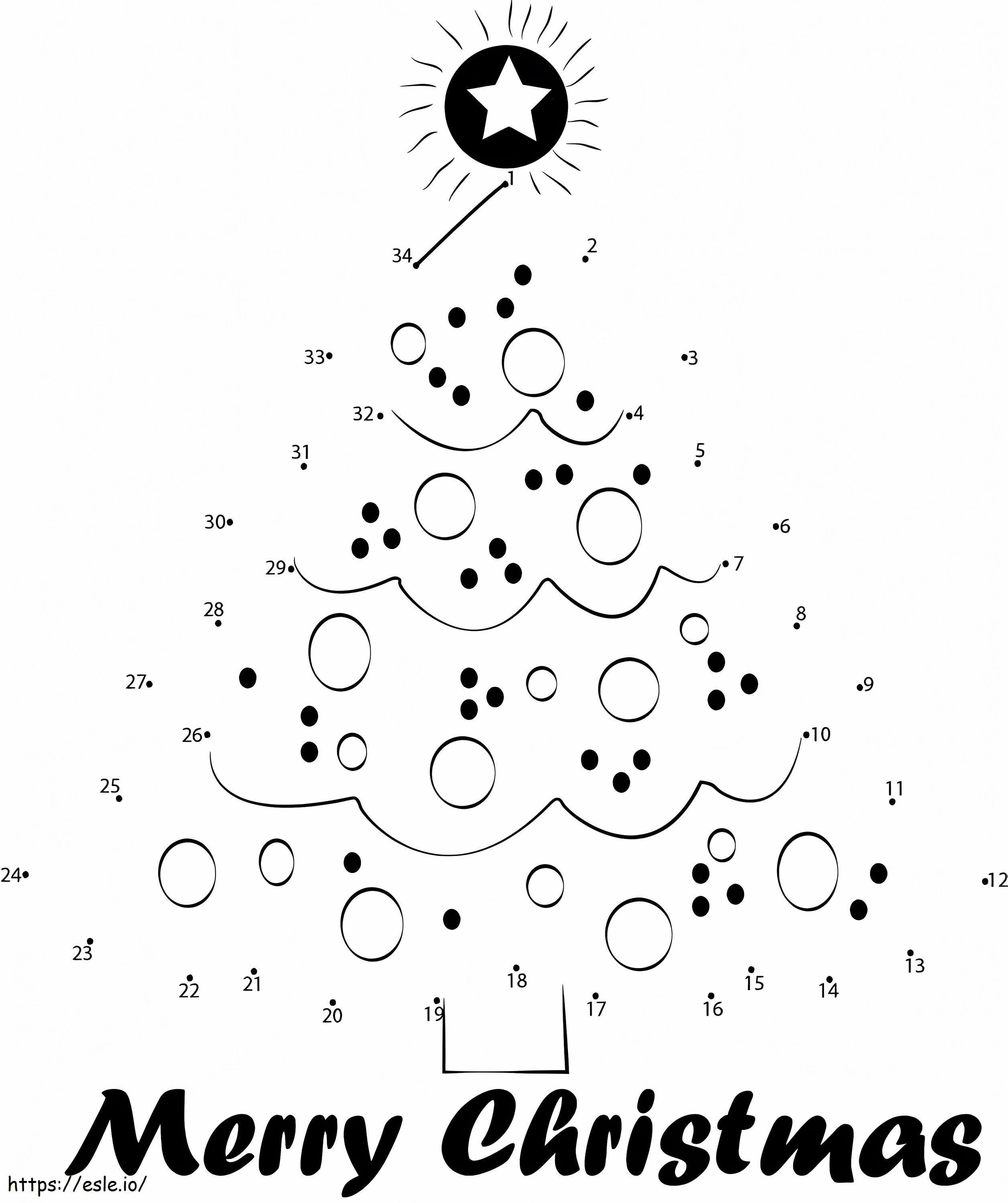 Schöner Weihnachtsbaum Punkt zu Punkt ausmalbilder