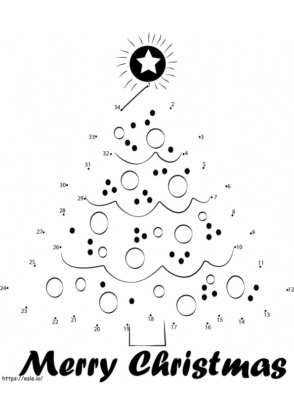 Coloriage Point à point de bel arbre de Noël à imprimer dessin