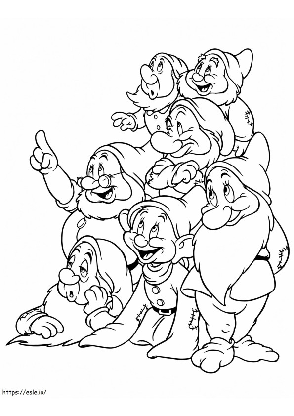 Happy Seven Dwarfs coloring page