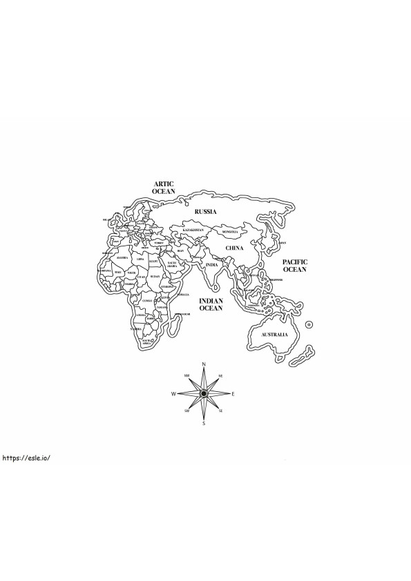 Coloriage Image de la carte du monde à colorier à imprimer dessin