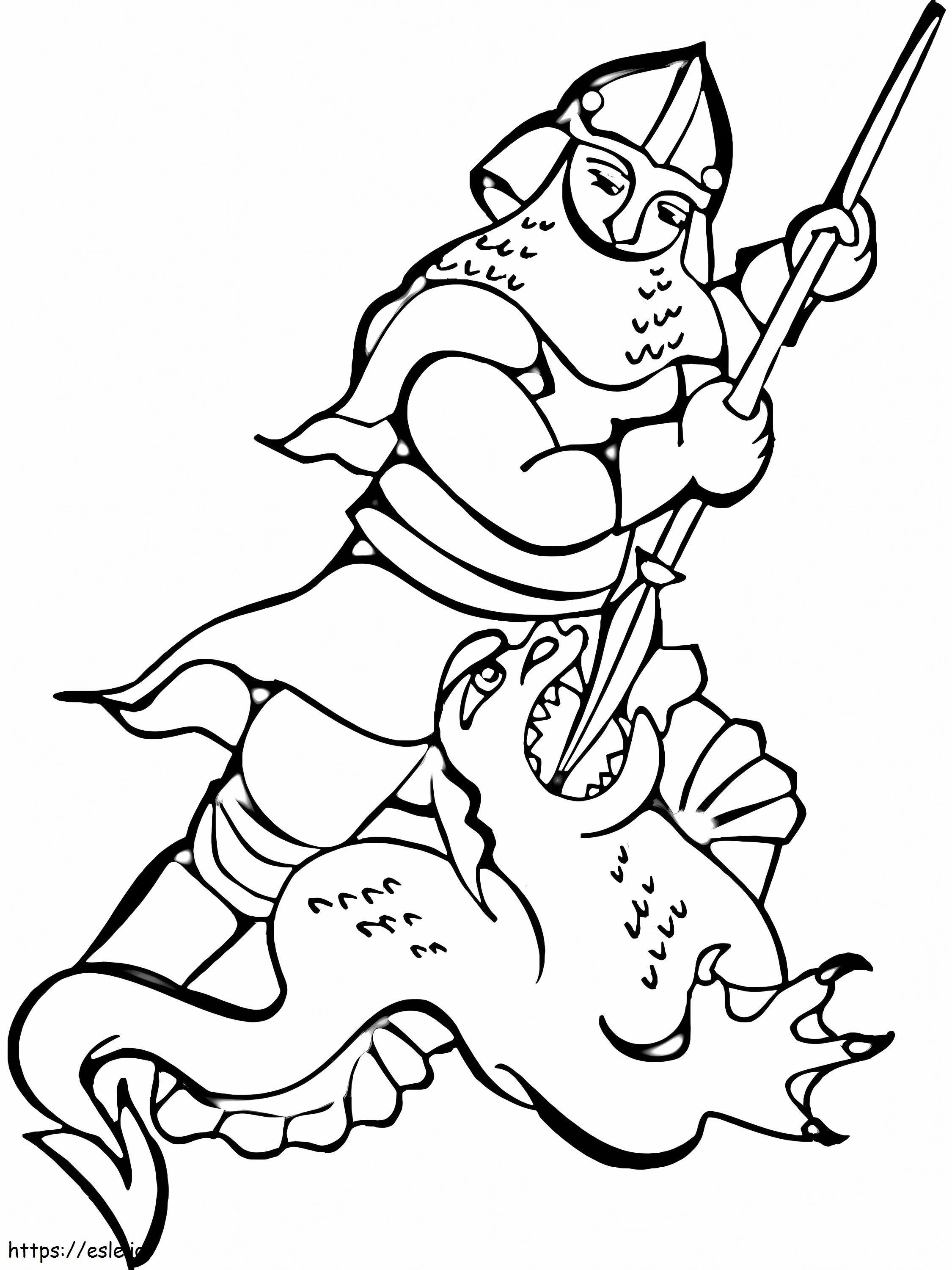 Knight Fighting The Dragon coloring page
