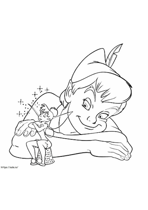 Peter Pan și Tinkerbell de colorat