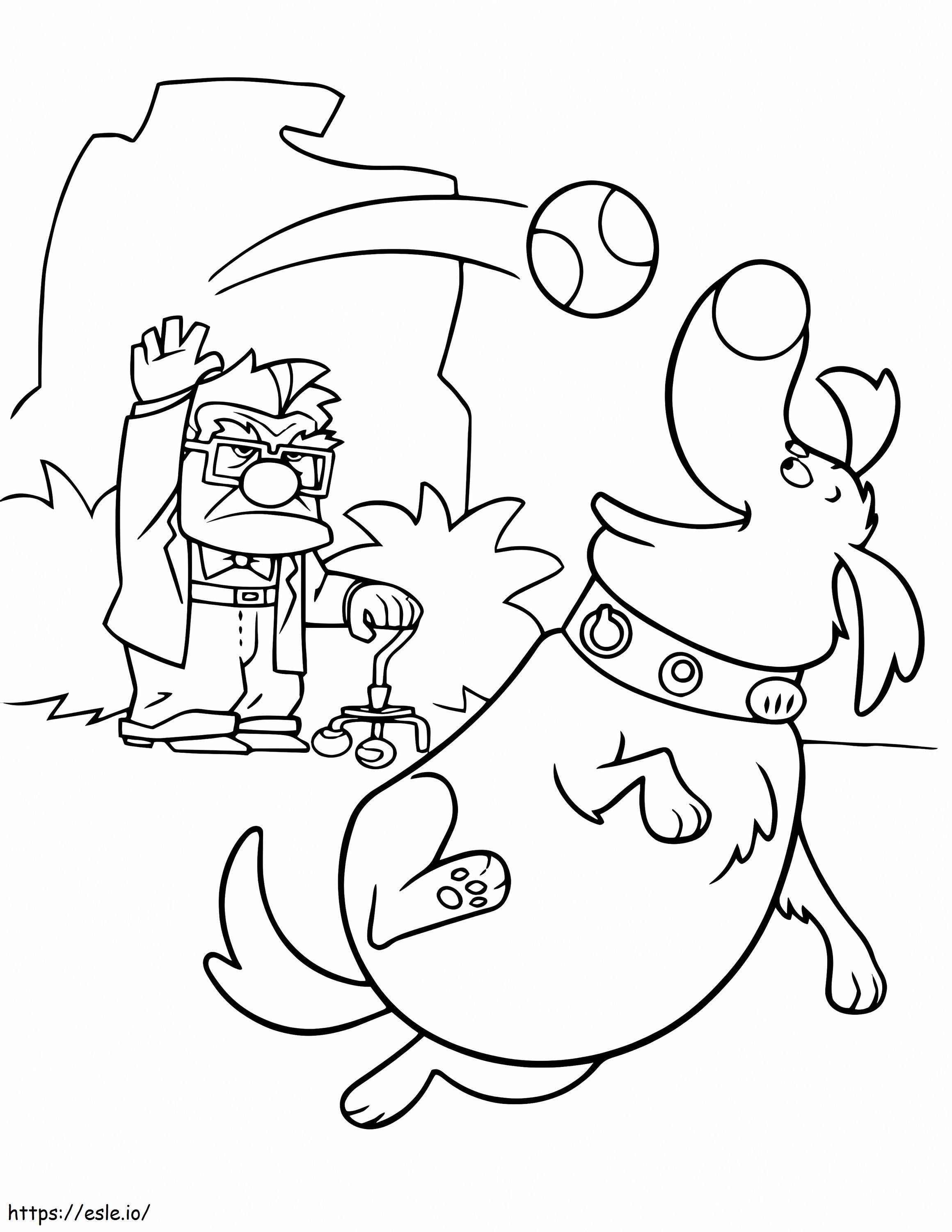 Dug Catching Ball coloring page