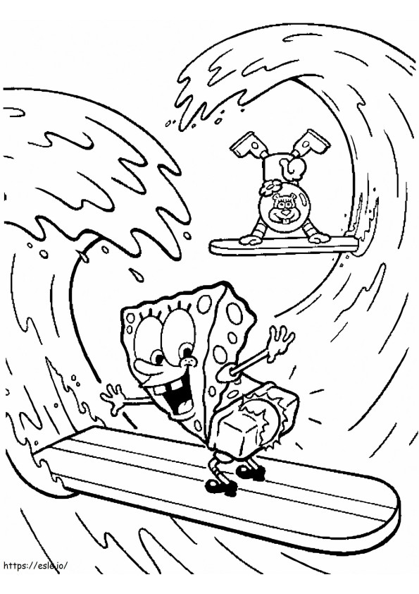 Spongebob And Sandy Cheeks coloring page