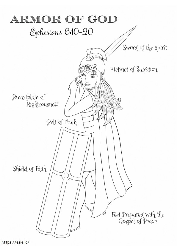 Girl Armor Of God coloring page