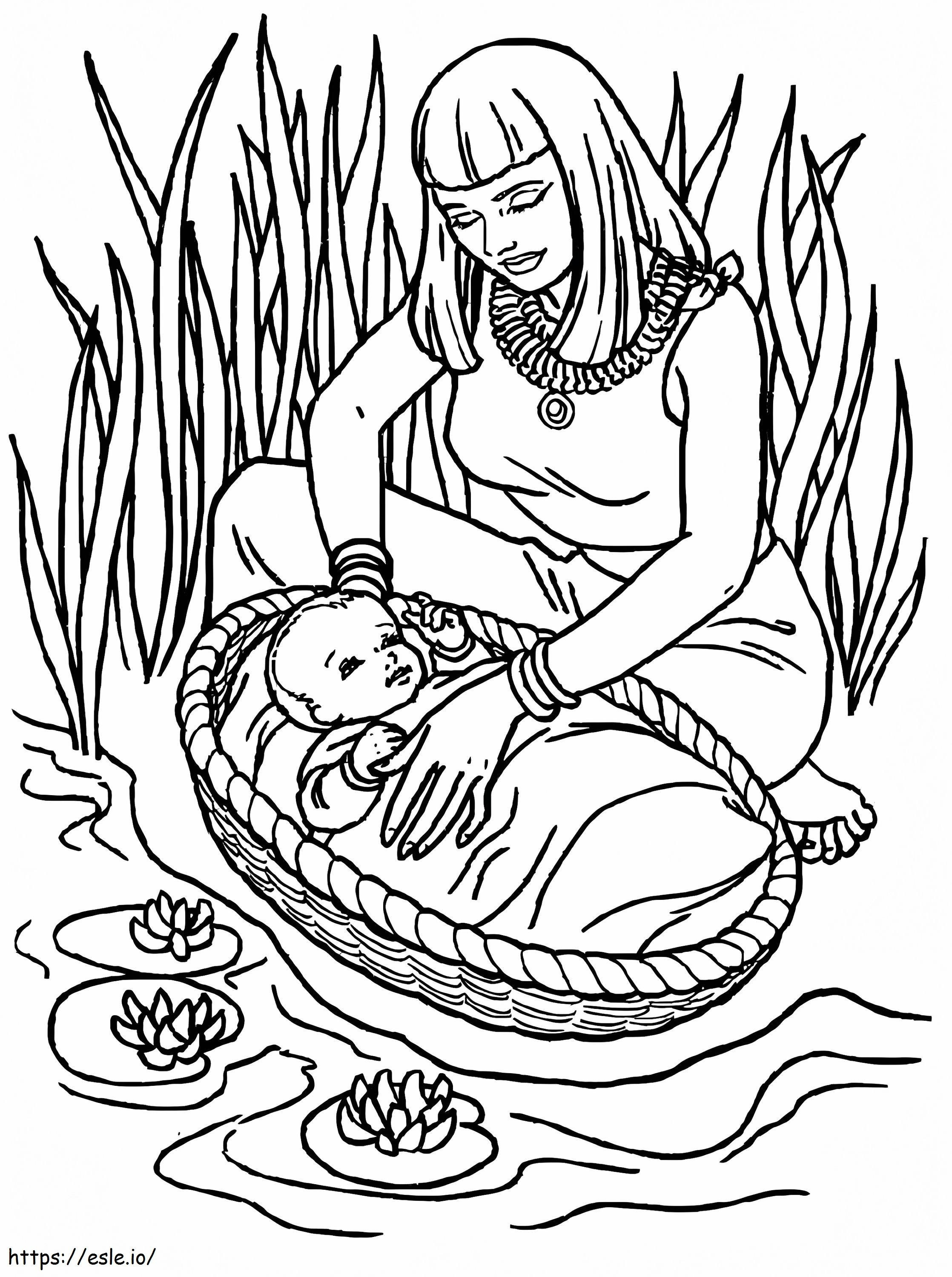 Imprimir Bebê Moisés para colorir