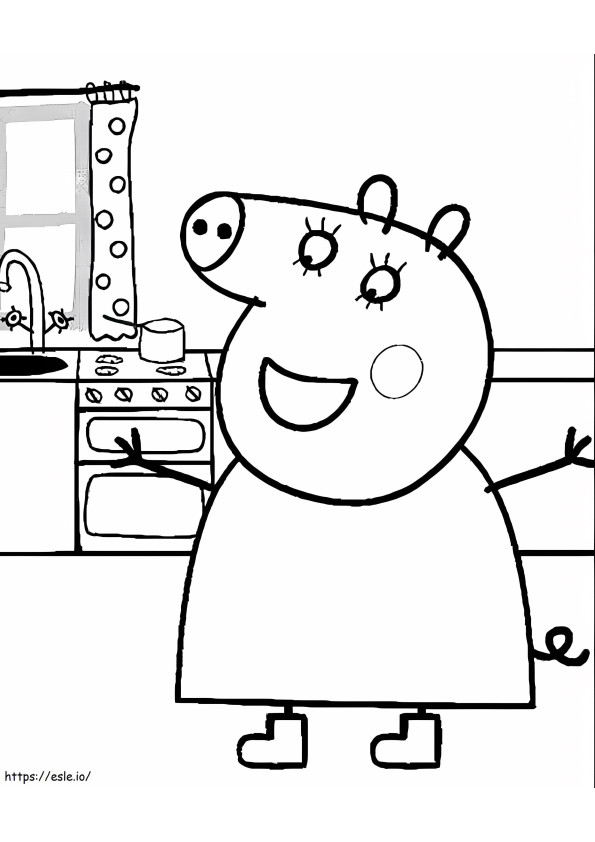 Happy Mummy Pig coloring page