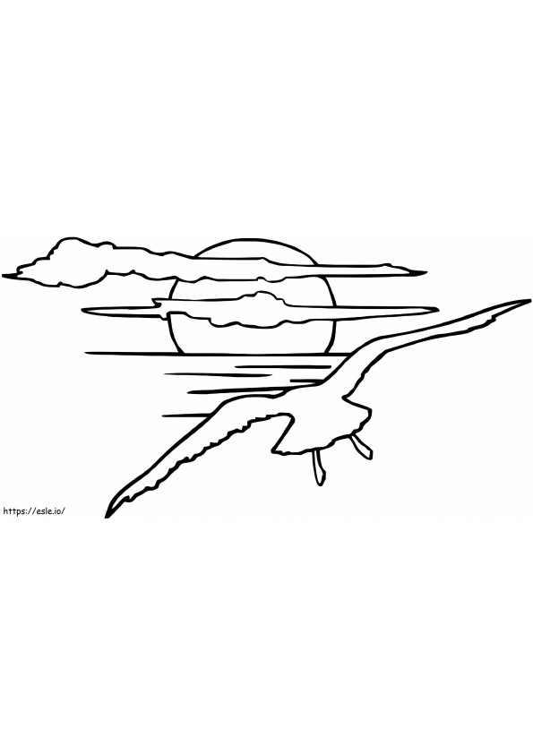 Seagull At Sunset coloring page