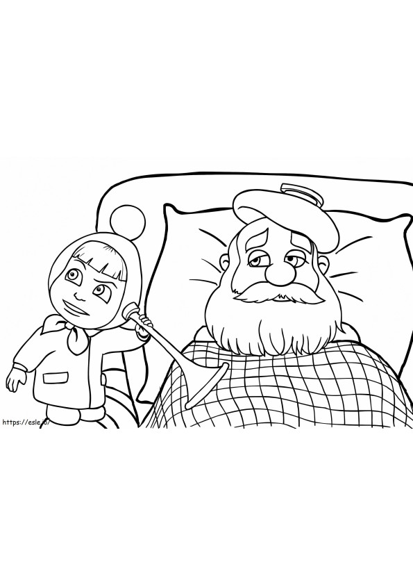 Coloriage Masha et le Père Noël à imprimer dessin