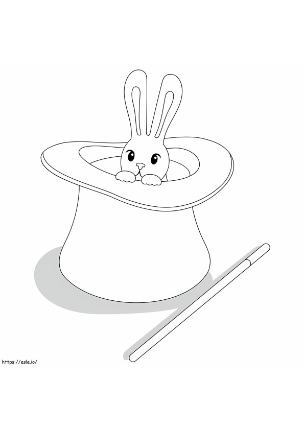Coloriage Baguette magique et chapeau de lapin à imprimer dessin