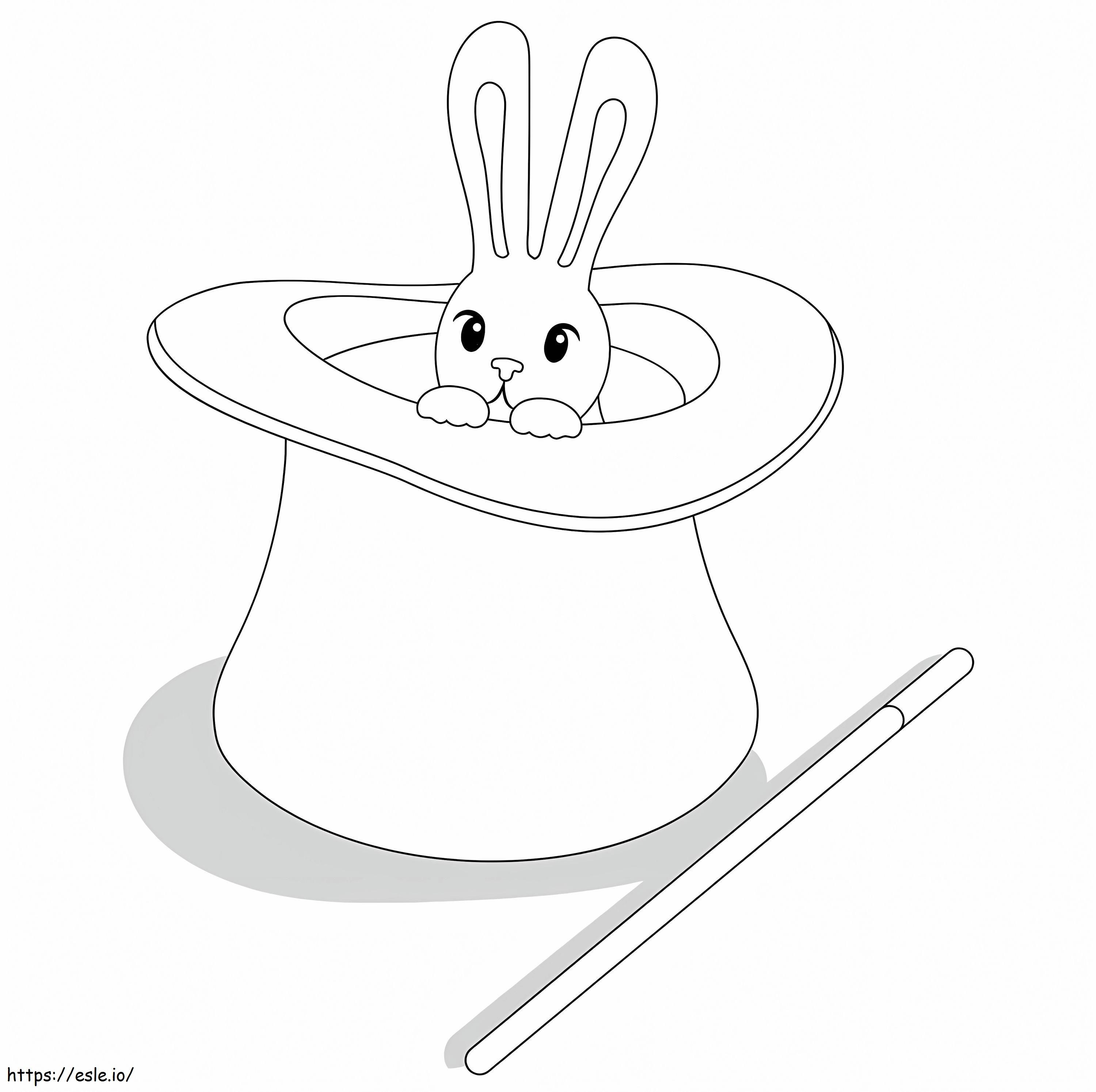 Magic Wand And Bunny Hat coloring page