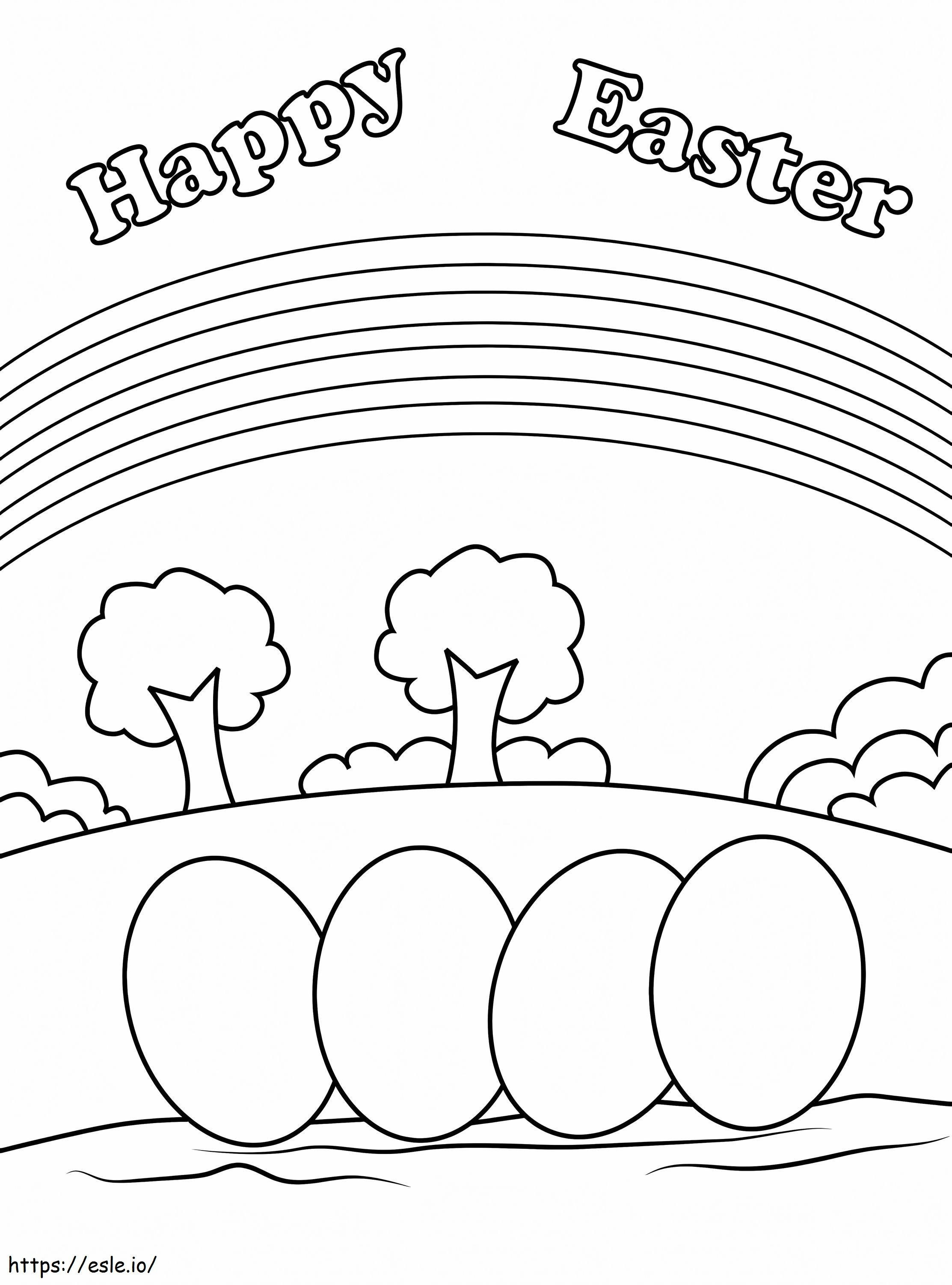 Easter Eggs And Rainbow coloring page
