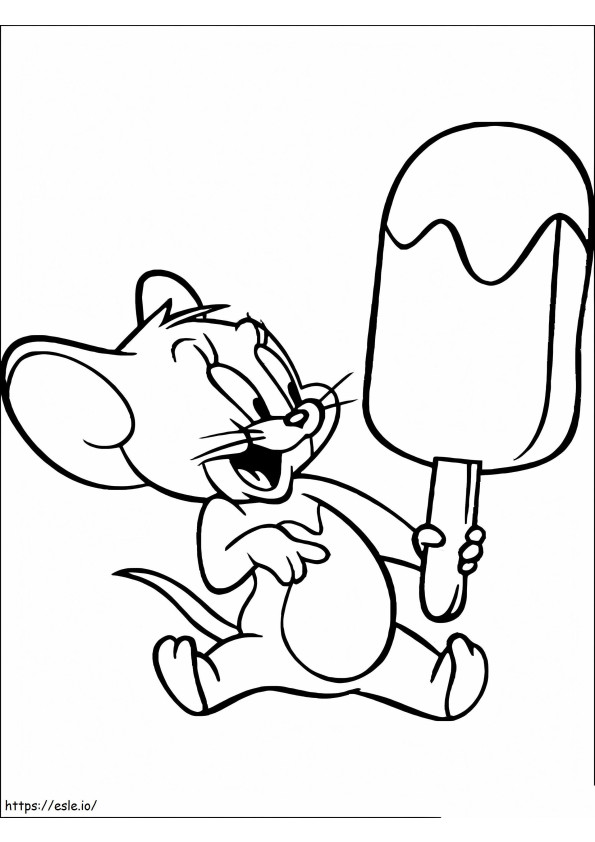 Jerry feliz segurando sorvete para colorir