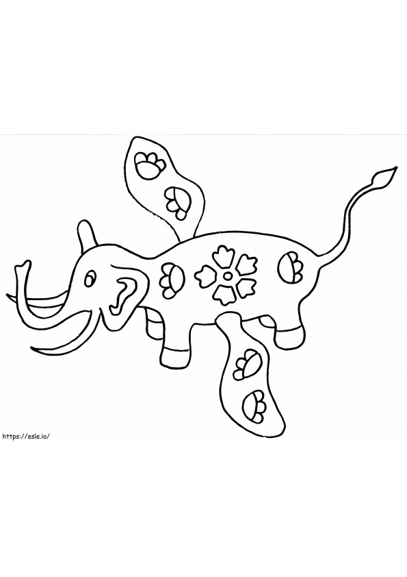 Flying Mammoth Alebrije coloring page