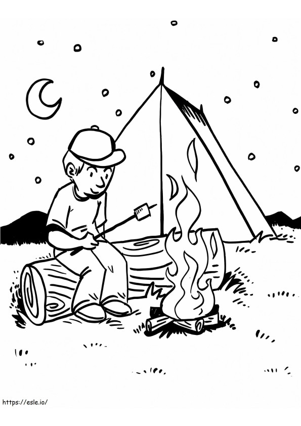 Coloriage camping garçon à imprimer dessin