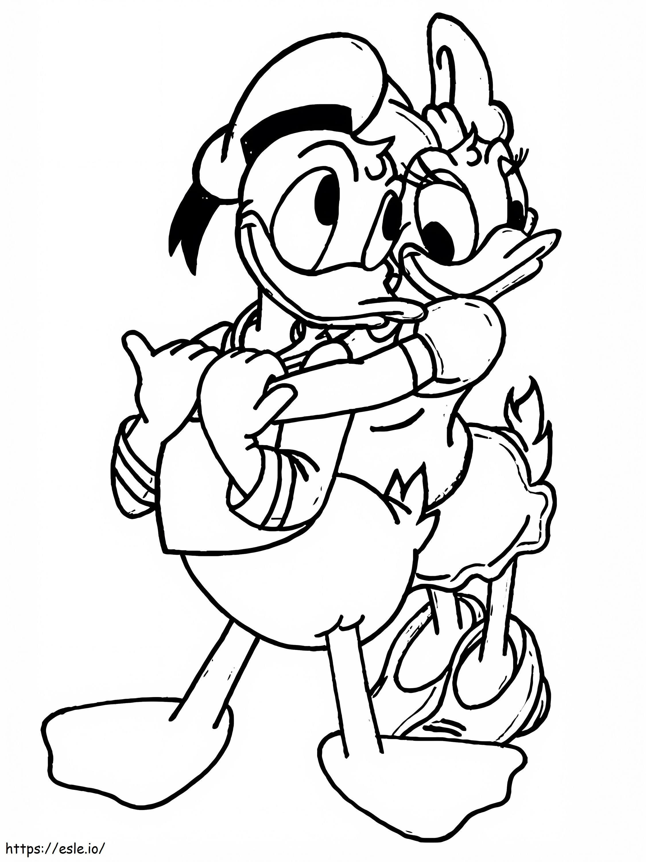 Coloriage Donald avec marguerite à imprimer dessin