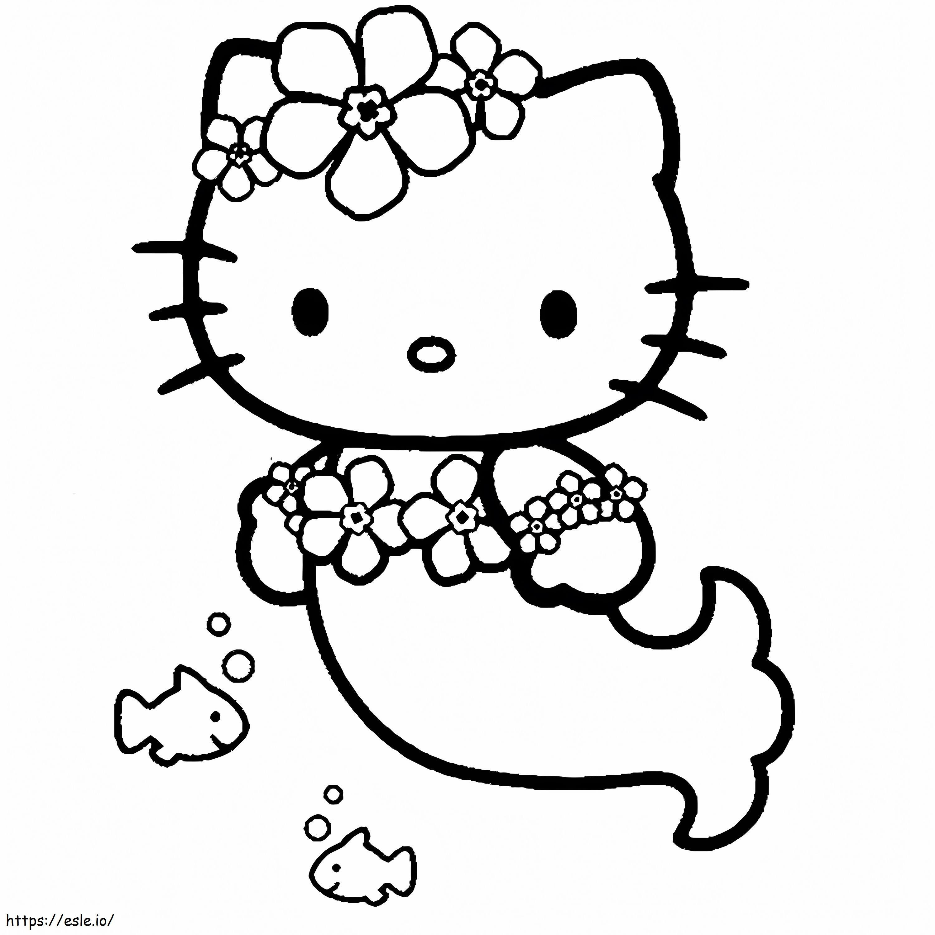 Hello Kitty sereia para colorir