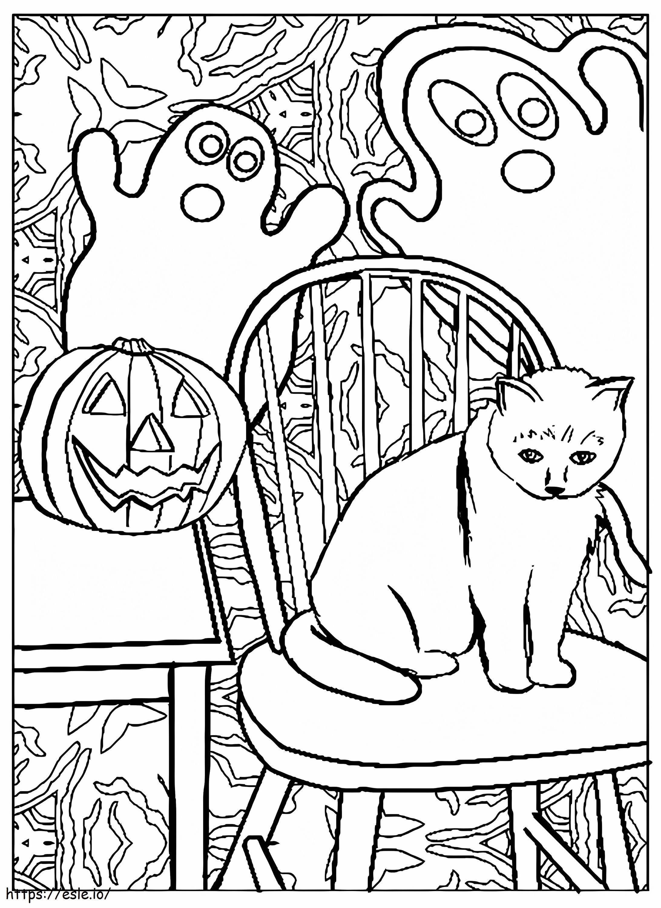 Chat een Halloween kleurplaat kleurplaat