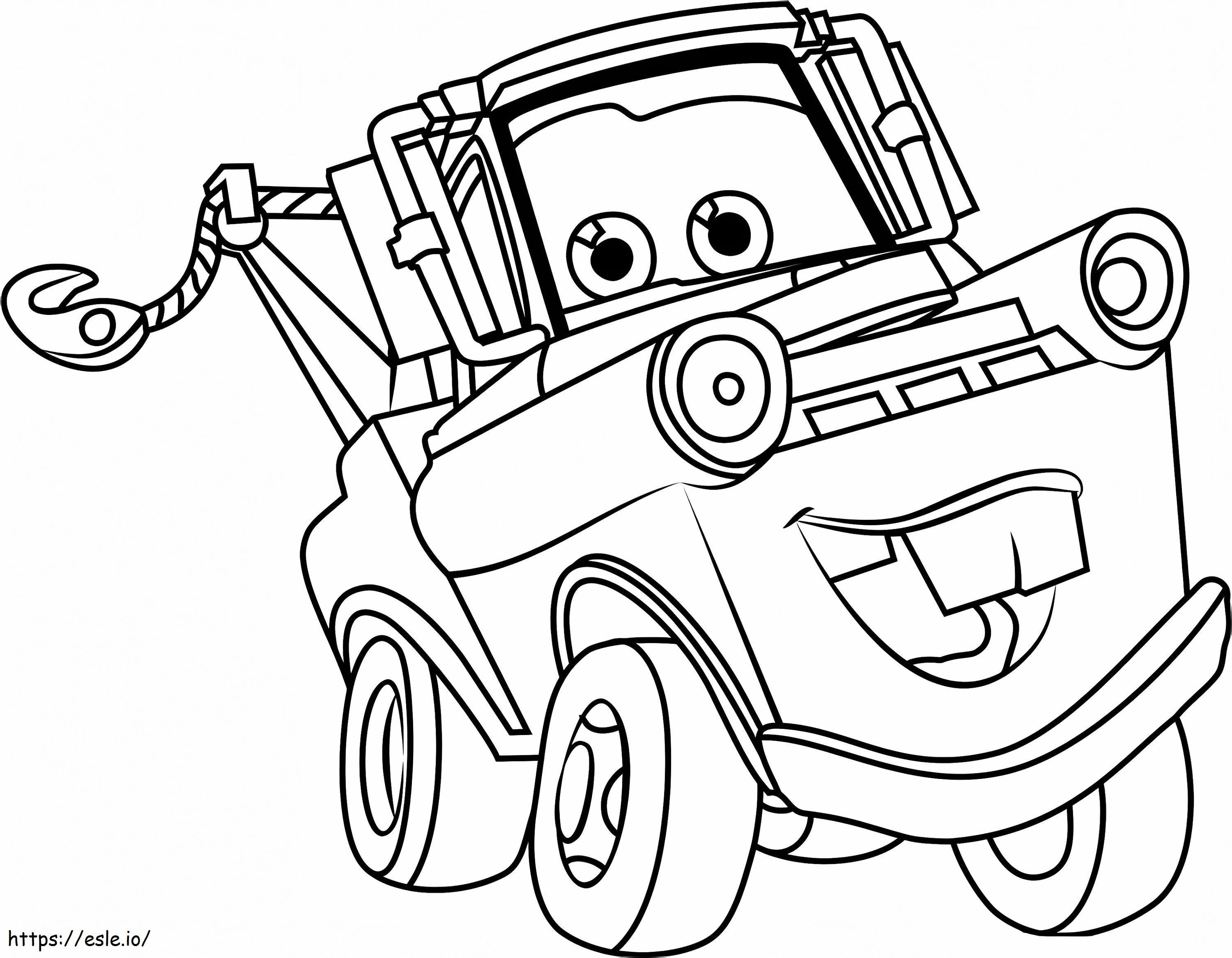 Happy Tow Mater From Cars 3 A4 coloring page