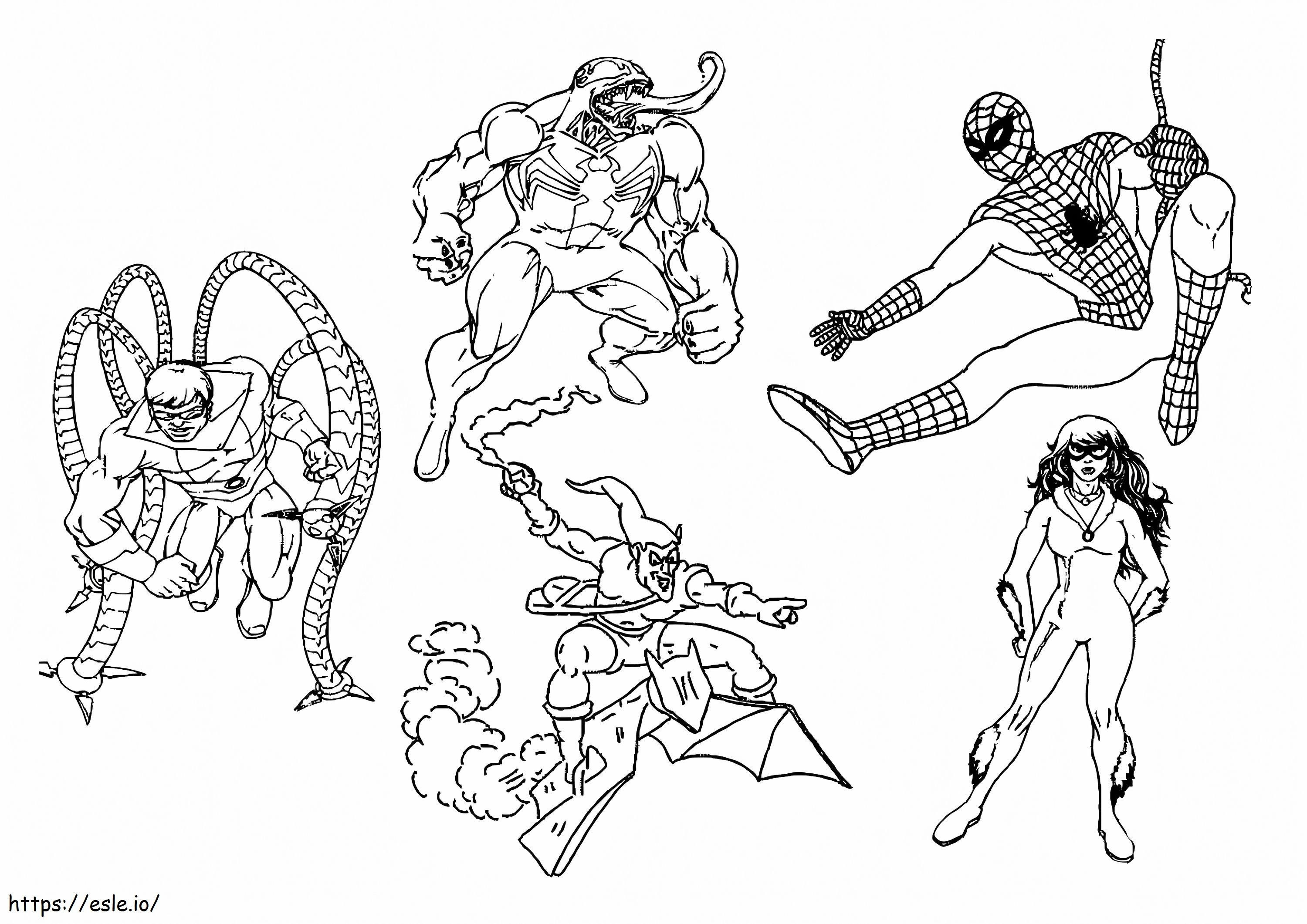 Spiderman And Villains coloring page