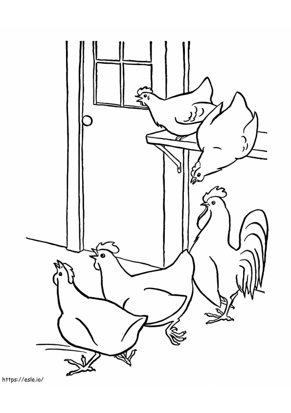 Chickens coloring page