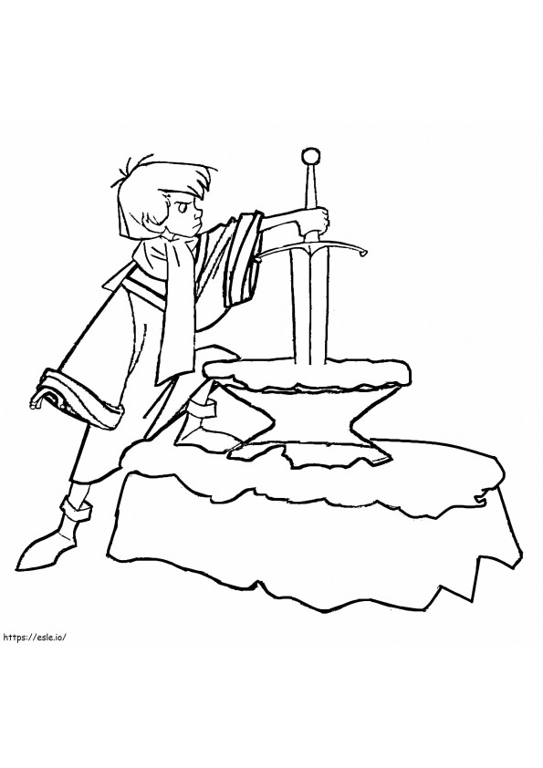 Arthur And Excalibur Sword coloring page