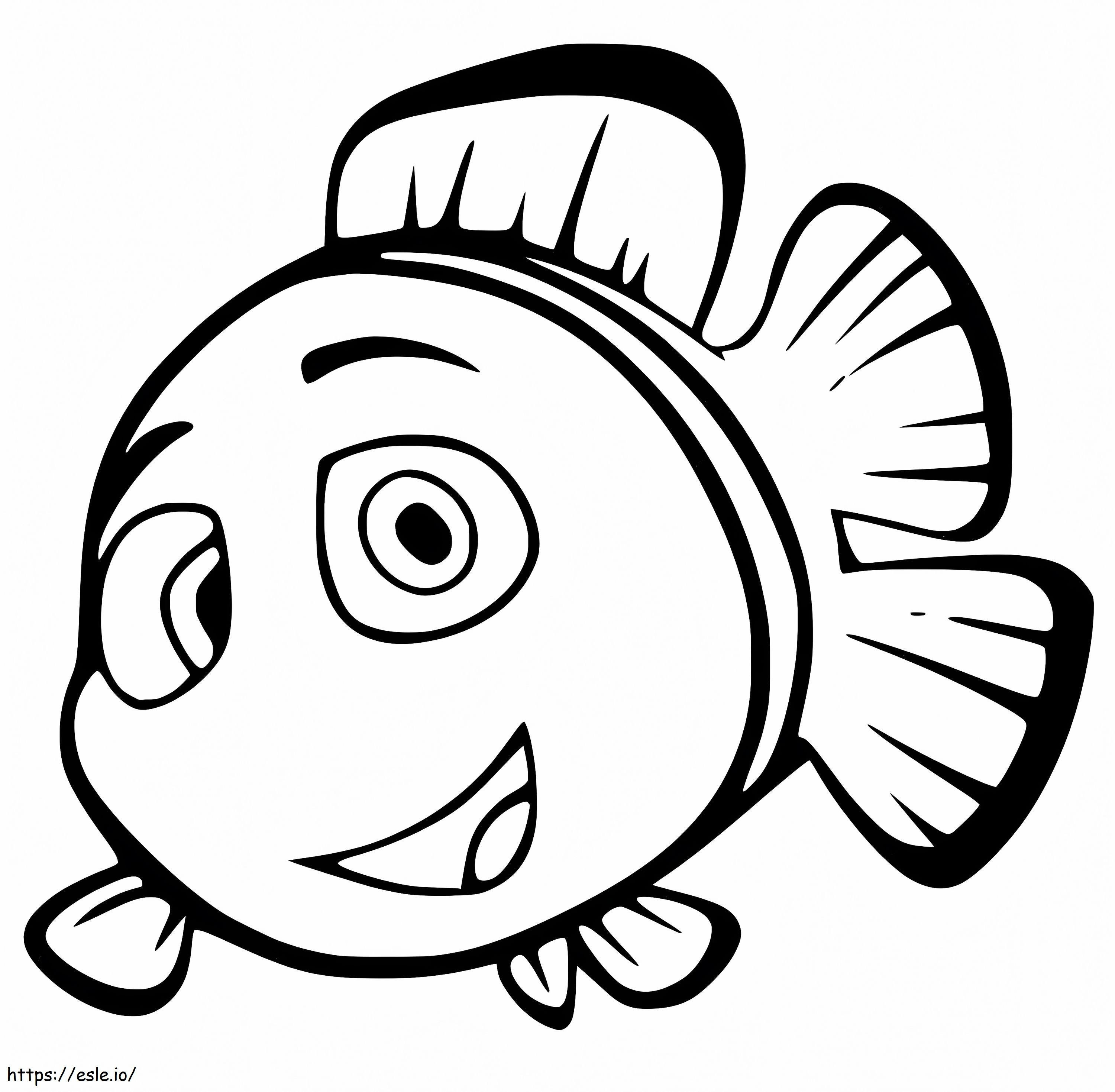 Pește clovn din desene animate de colorat
