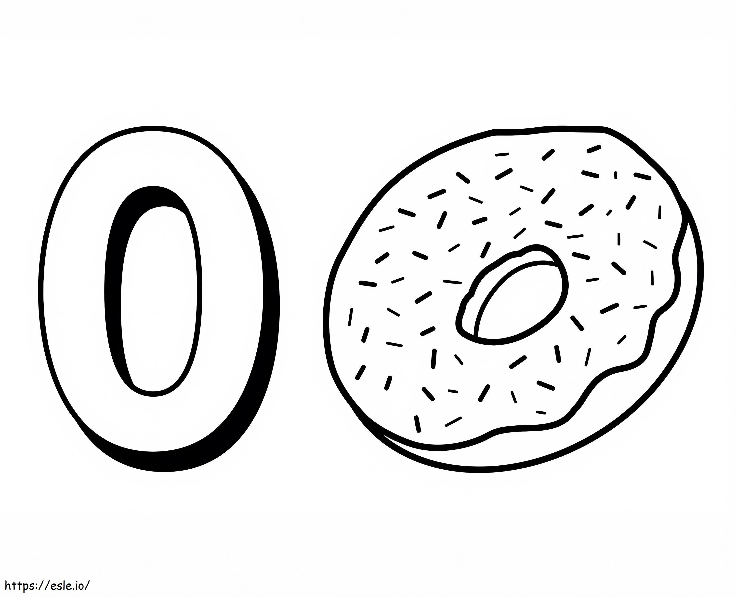 Donut e número 0 para colorir