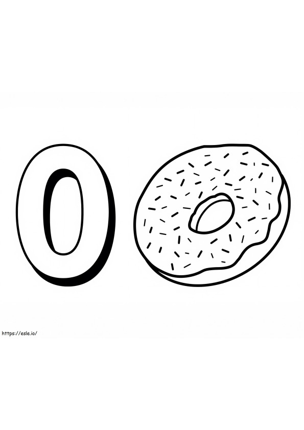 Donut y número 0 para colorear