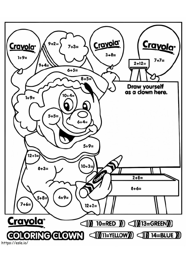Clown Addition Color By Number coloring page