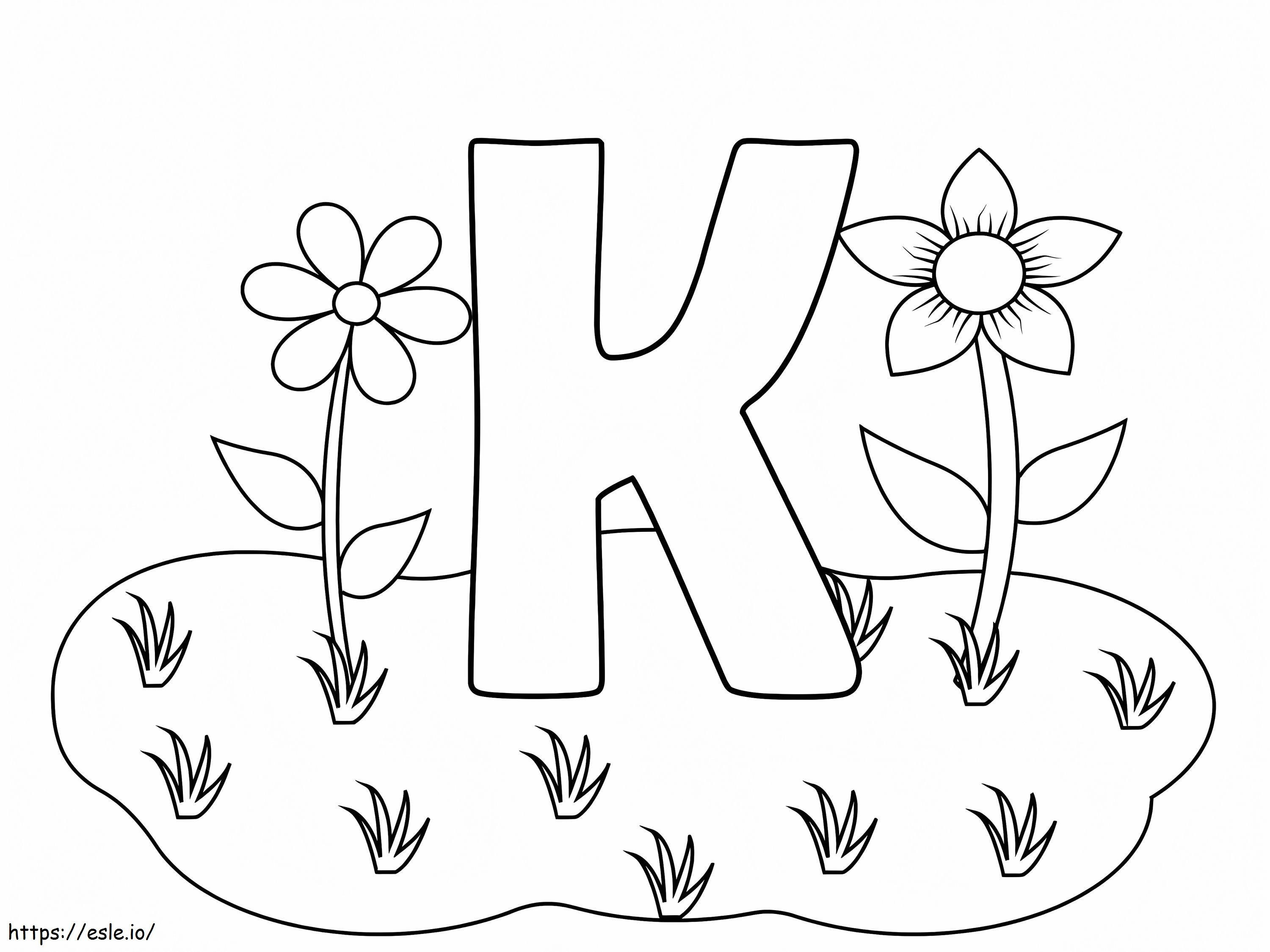 K-kirjain siistiä värityskuva