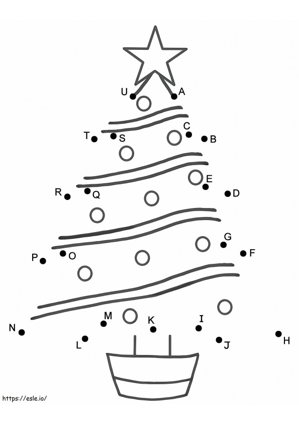 Normale kerstboom punt naar punt kleurplaat