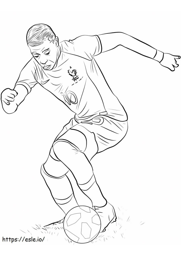 Coloriage Wayne Rooney jouant au football à imprimer dessin