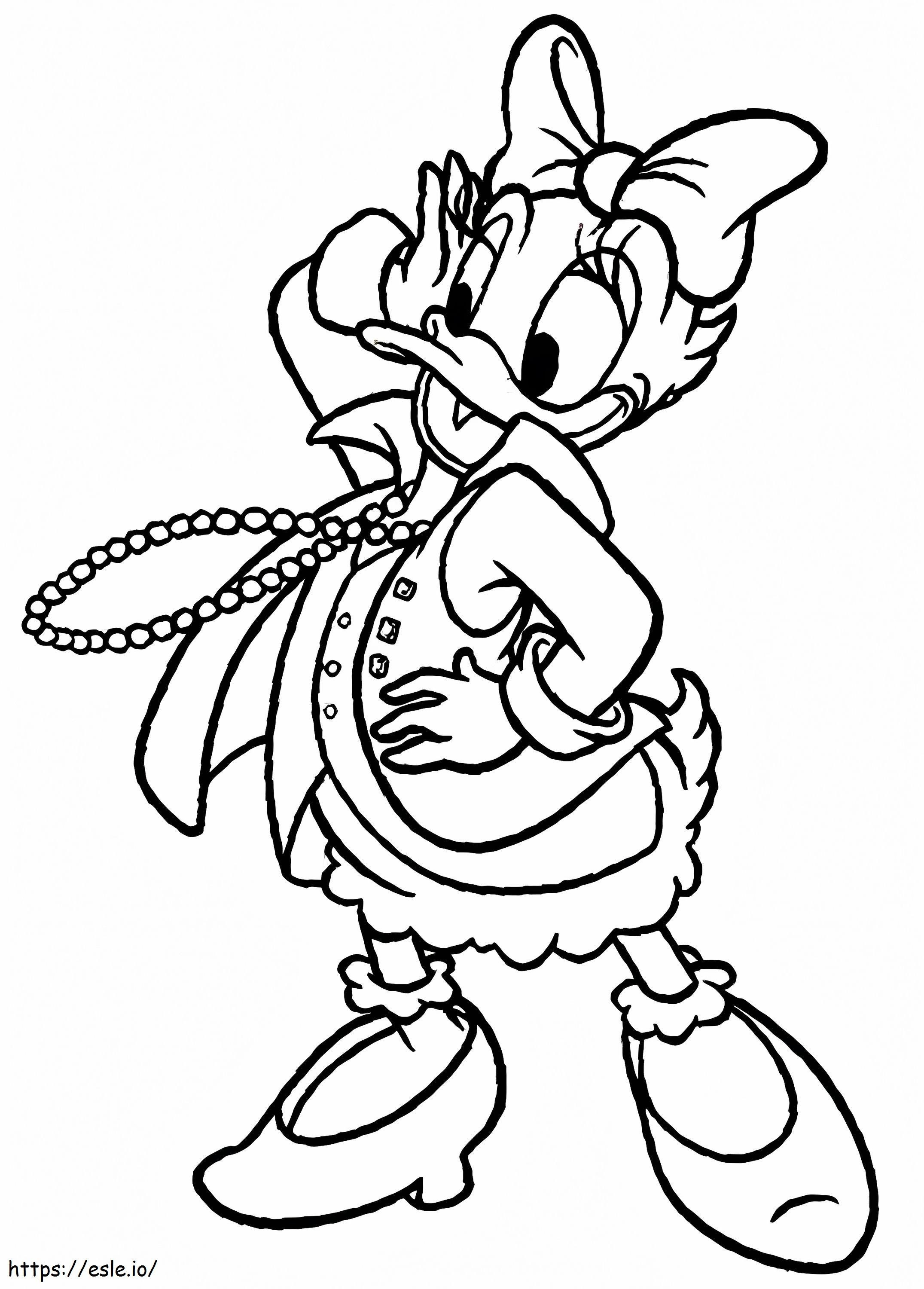 Daisy Duck con collar de perlas para colorear