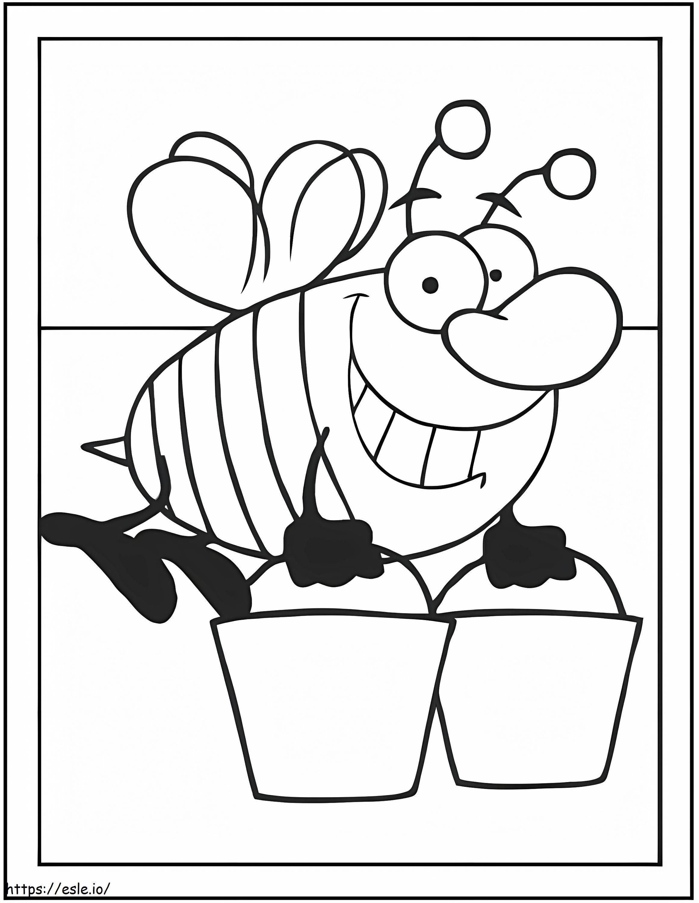 Bee Carrying Two Buckets coloring page