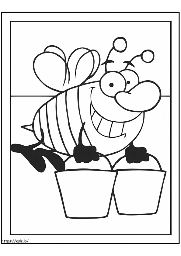 Biene trägt zwei Eimer ausmalbilder