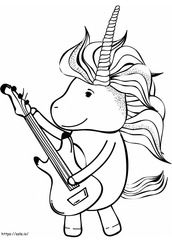 Unicorn Playing Guitar A4 coloring page