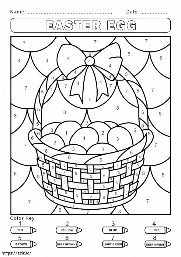 Coloriage Oeuf de Pâques couleur par numéro à imprimer dessin