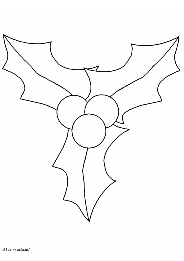 Easy Christmas Holly coloring page