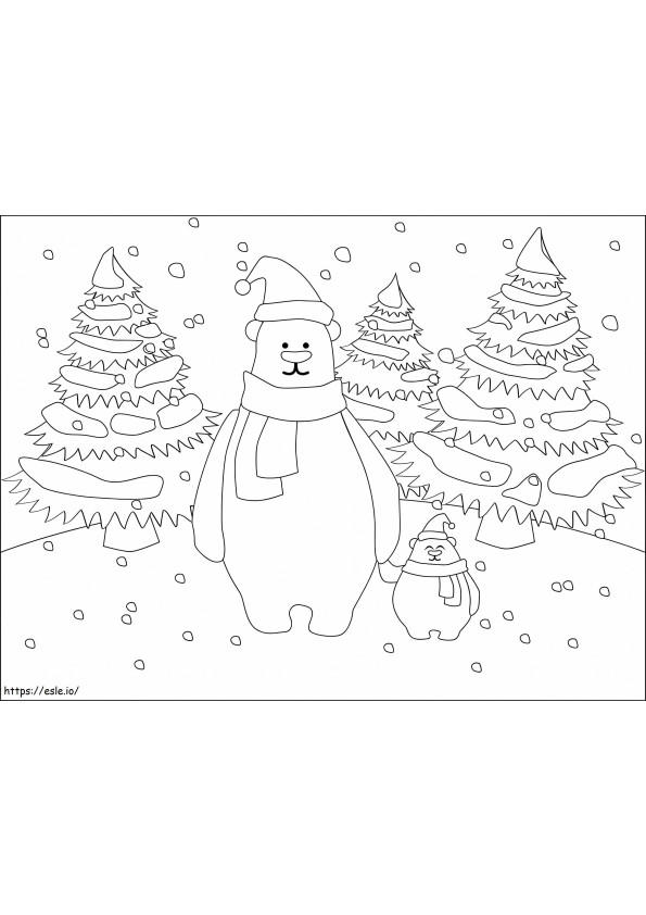 Adorables osos polares navideños para colorear