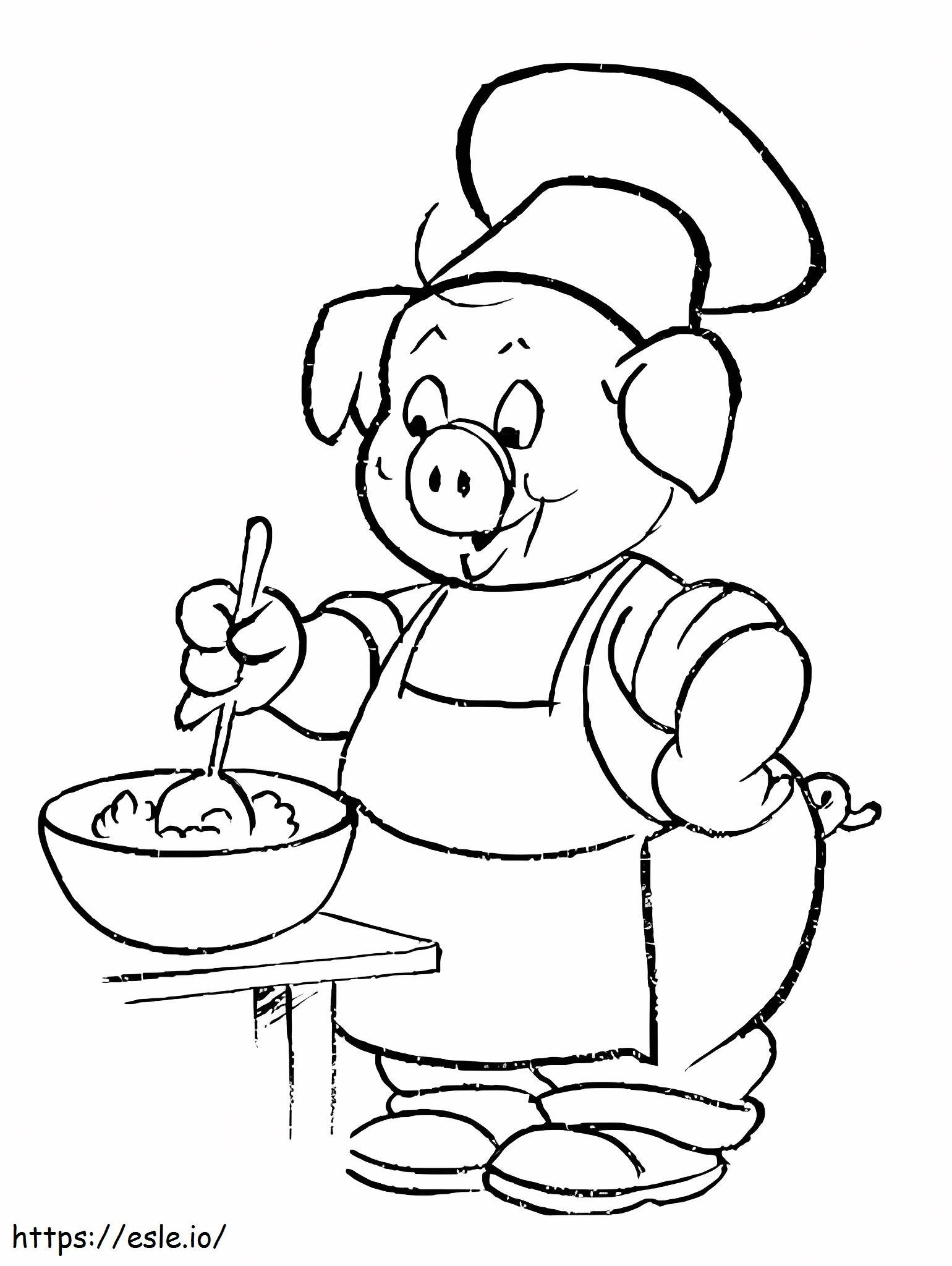 Coloriage Cochon Chef à imprimer dessin