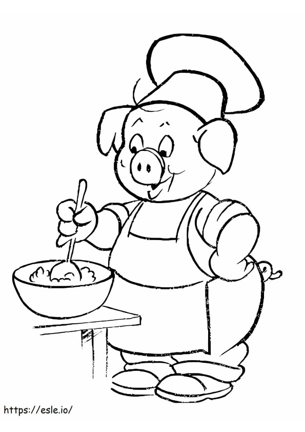 Coloriage Cochon Chef à imprimer dessin