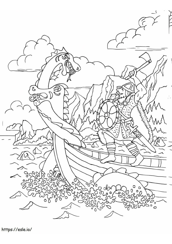 Sea Serpent Vs Warrior coloring page