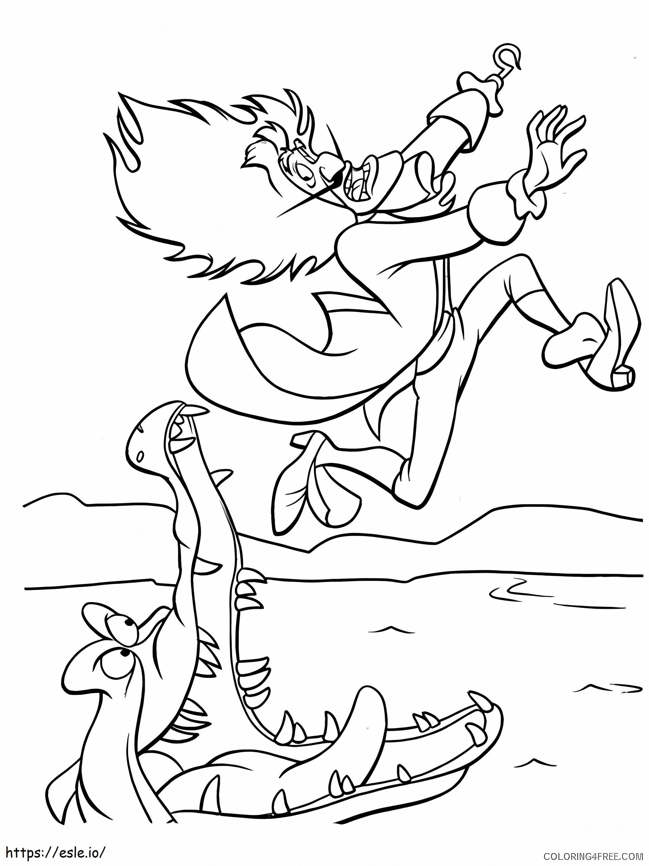Crocodile Attack Captain Hook coloring page